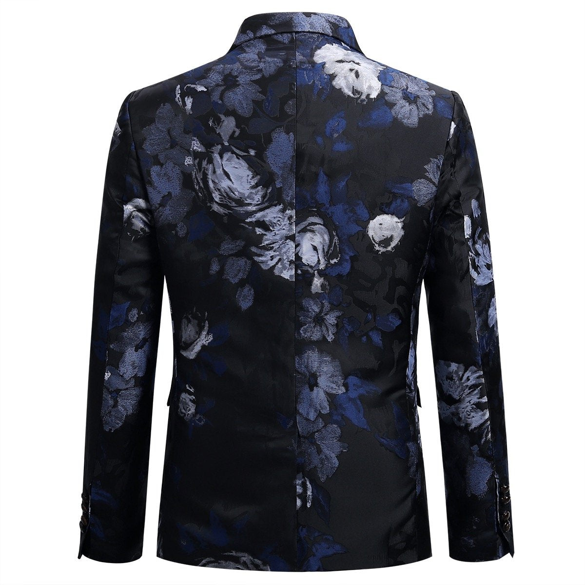 Allover Floral Print Suit 3-Piece Blue Suit