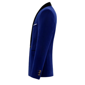 Blue Velvet Jacket Shawl Collar Design Blazer