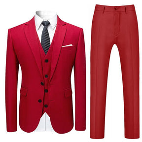 Red 3-Piece Suit Slim Fit Two Button Suit