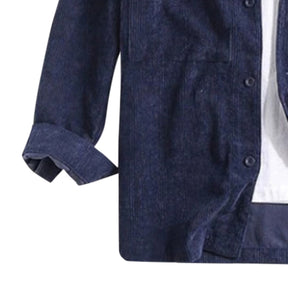 Men's Solid Color Lapel Velvet Shirt Dark Blue