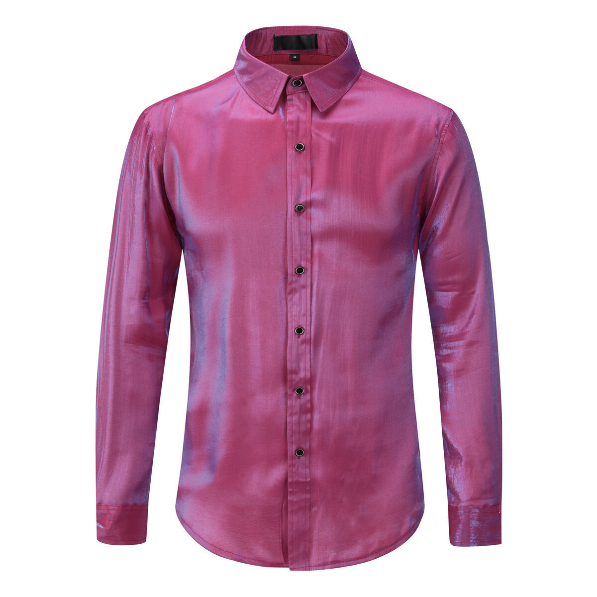 Men's Solid Color Silk Comfort Long Sleeve Shirt Red
