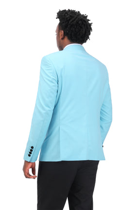 3 Piece Men's Suits One Button Slim Fit Peaked Lapel Tuxedo Light Blue