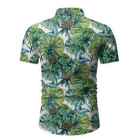Mens 2-Piece Hawaii Print Style Summer Suit Green