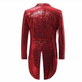 Red Sequin Swallowtail Suit 2-Piece Party Suit