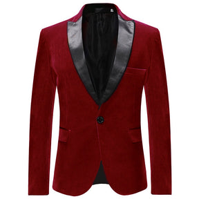 Slim Fit 2-Piece Maroon Pleuche Velvet Tuxedo Suit