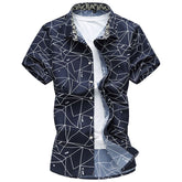 Slim Fit Cool Broken Line Shirt Navy