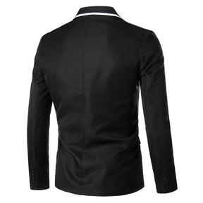 Men's One Button Solid Color Casual Blazer Black