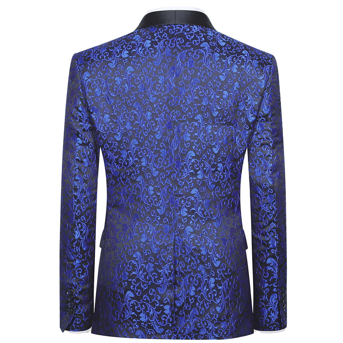 Men's Floral Jacquard Dress Suit Jacket Printed Tux Blazer Blue
