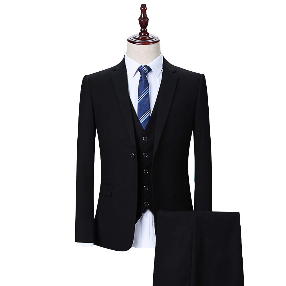 2-Piece Slim Fit One Button Suit Black Suit