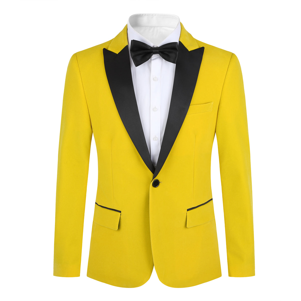 Slim Fit 2-Piece Yellow Pleuche Velvet Tuxedo Suit