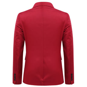 Mens Solid Color One Button Single Breasted Blazer Red