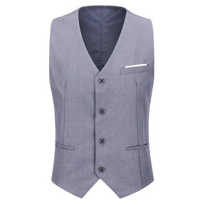 Slim Fit One Button Casual Light Grey 3-Piece Suit