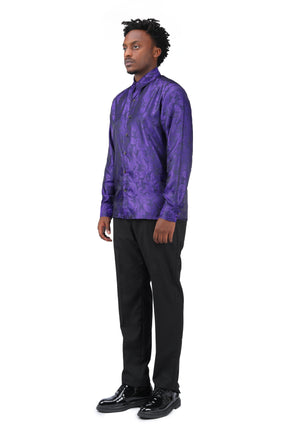 Slim Fit Embroidered Purple Paisley Shirt