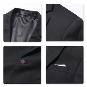 Mens Solid Color One Button Single Breasted Blazer Black