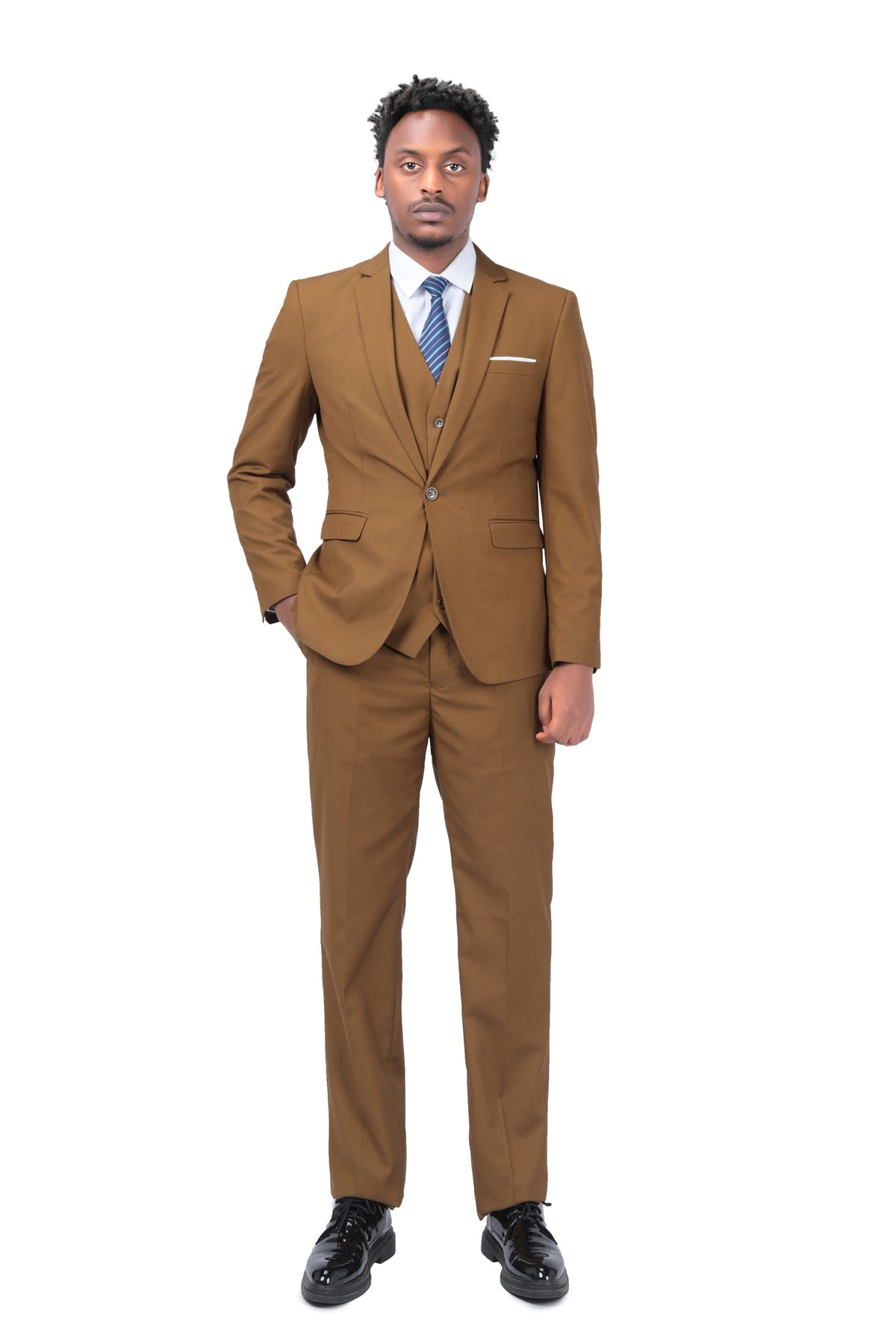 3-Piece One Button Formal Suit Light Coffee Suit