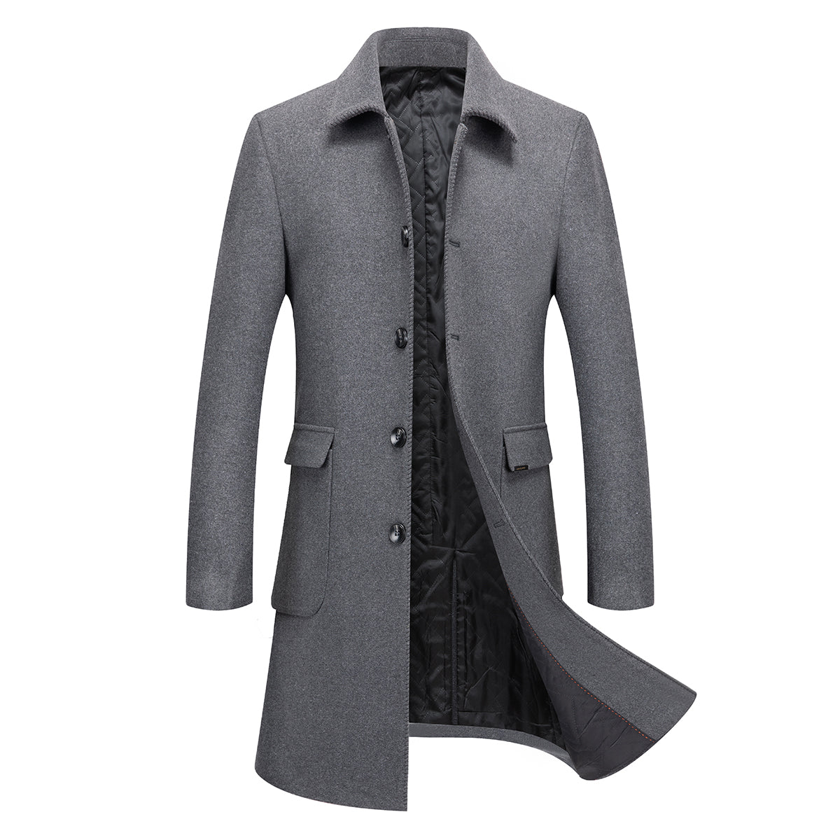 Mens Solid Color Casual Coat Grey
