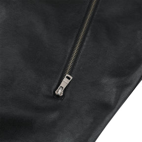 Men's Leather Jacket Casual Zip Up Motorcycle Outwear Black 2