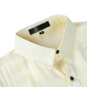 Men's Solid Color Silk Comfort Long Sleeve Shirt Beige