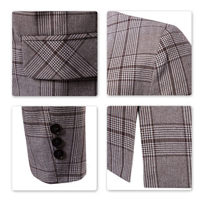 Modern Fit Plaid Coffee Leisure Blazer