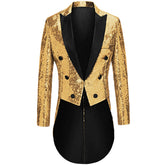 Men's Sequined Show Dress Swallow-Tailed Coat Gold
