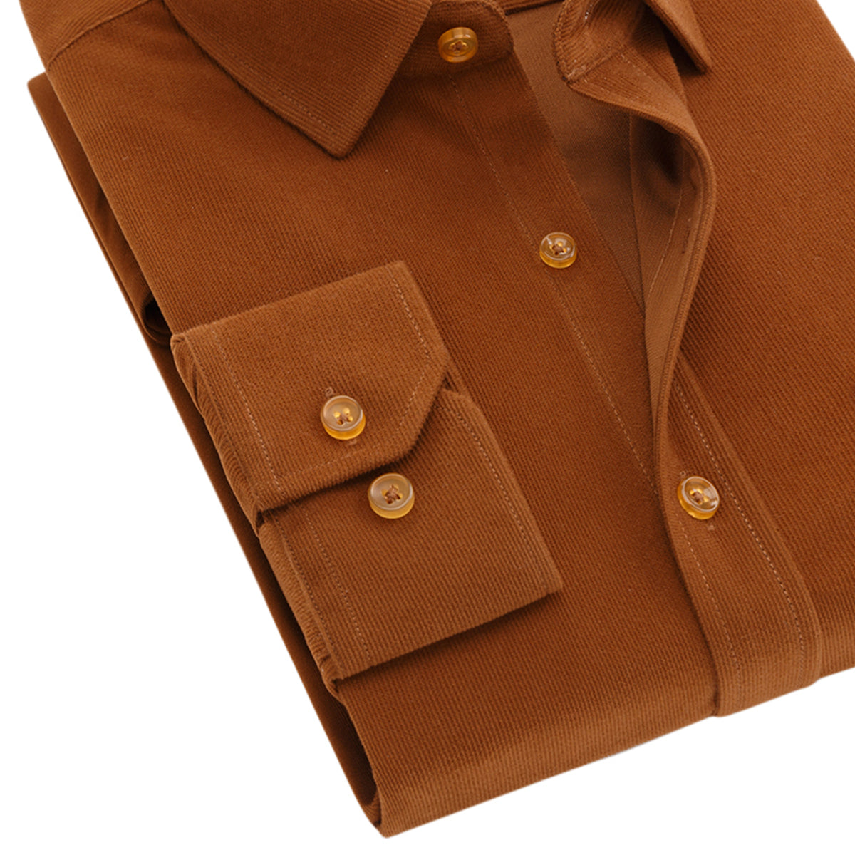 Men's Square Neck Solid Velvet Shirt Tan