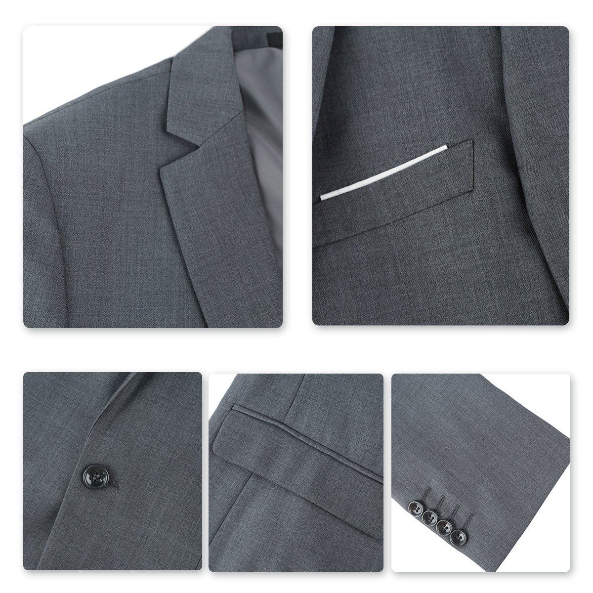 Mens 2-Piece Slim Fit Two Button Grey Suit - Cloudstyle