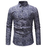 Slim Fit DarkBlue Floral Casual Shirt
