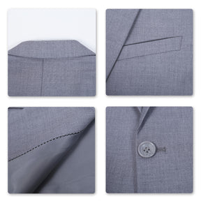 2-Piece Slim Fit 1 Button Dress Suit Large Size Light Grey