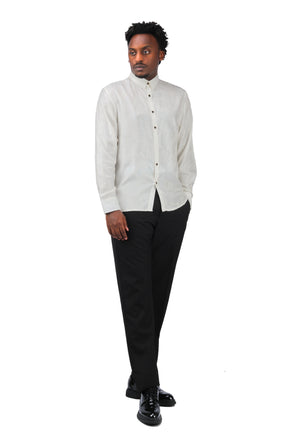 Slim Fit Embroidered White Paisley Shirt