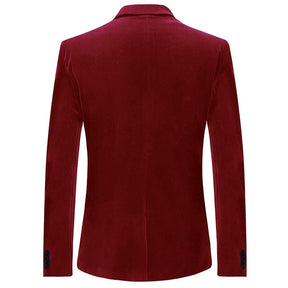 Maroon Velvet Fashion Blazer Pleuche Tuxedo Jacket