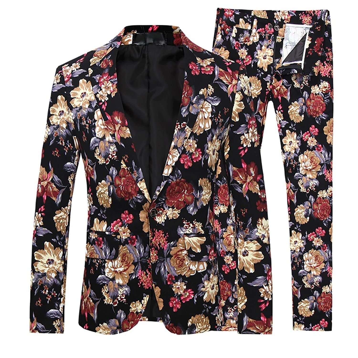 2-Piece Slim Fit Floral Suit 2 Colors - Cloudstyle