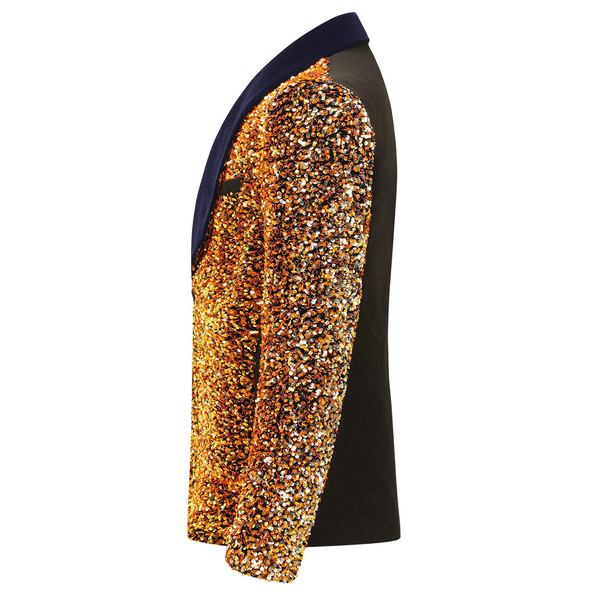 Mens Lapel Sequins One Button Silver & Gold Suit Blazer
