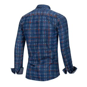 Slim Fit Plaid Paisley Shirt Navy