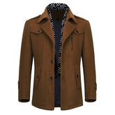 Slim Fit Casual Soild Sienna Overcoat With Removable Scarf