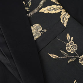 2-Piece Slim Fit Embroidered Gold & Silver Floral Suit