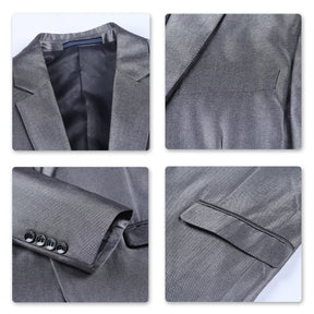 Two Piece Silver Suit One Button Suit