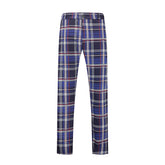 Men's Plaid Print Straight Casual Trousers Purple