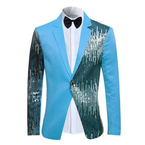 Prom Stylish Sequin Suit 2-Piece Baby Blue Suit