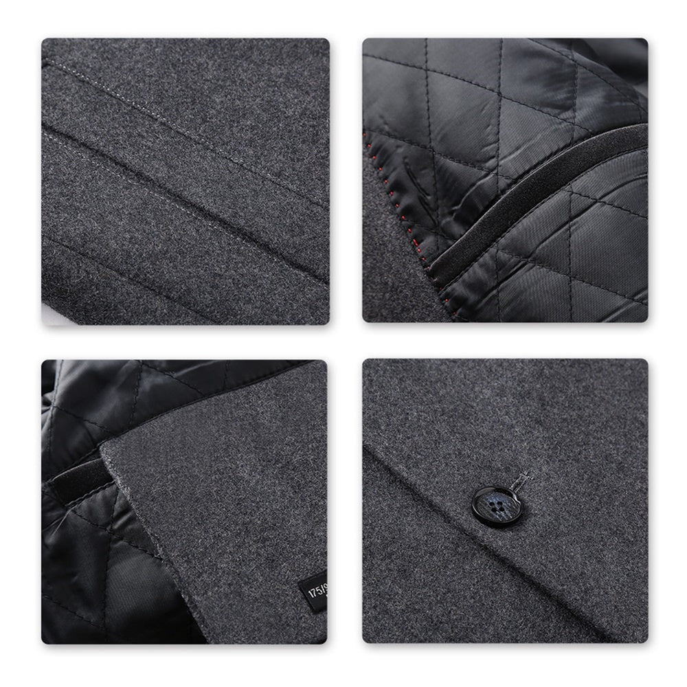 Men's Black Long Winter Business Coat / Jacket, Slim Fit