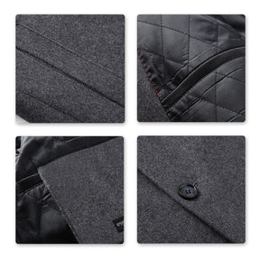 Men's Black Long Winter Business Coat / Jacket, Slim Fit