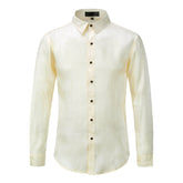 Men's Solid Color Silk Comfort Long Sleeve Shirt Beige