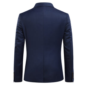 Mens Solid Color Two Button Single Breasted Blazer Navy