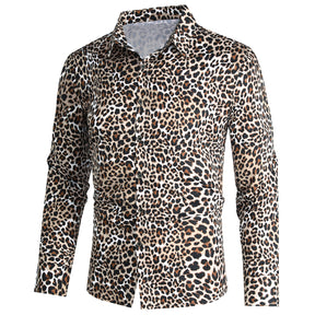 Regular Fit Leopard Style Shirt Coffee