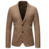 Dark Khaki Two-Button Solid Color Jacket