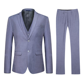 3-Piece Casual Two Button Suit Slim Fit Suit Grey