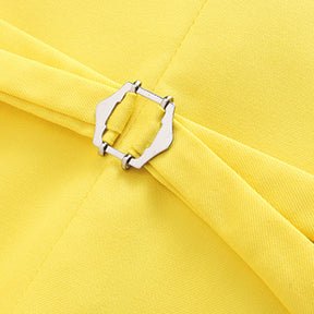 2-Piece Slim Fit Simple Designed Yellow Suit