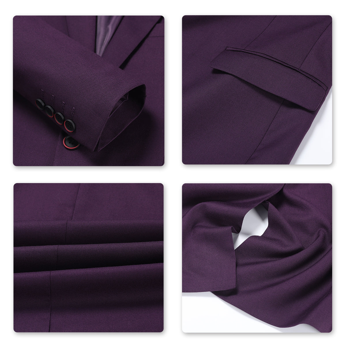 Mens Solid Color One Button Single Breasted Blazer Purple