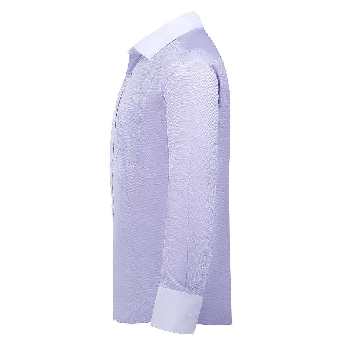 Men's Dress Shirt Slim Fit Button Down Stripe Checked Shirt Light Purple