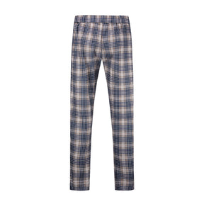 Men's Plaid Print Straight Casual Trousers Brown