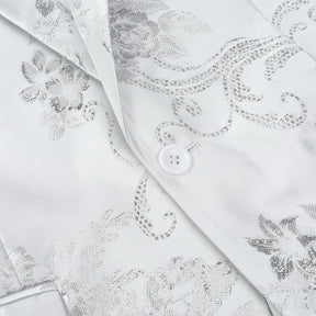 Men's Floral Suit Jacket Printed Blazer White